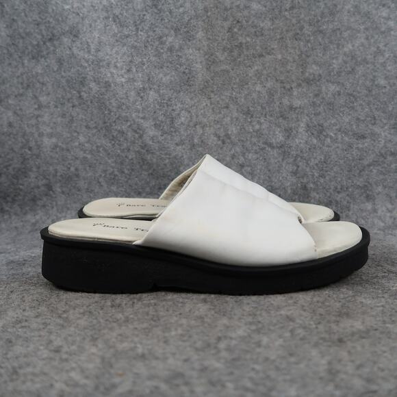 Bare Traps Shoes Womens 6 Sandals Platform Slides White Leather Open Toe Y2k 90s - Picture 1 of 12